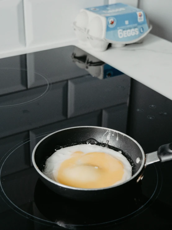 a frying pan with some kind of liquid in it