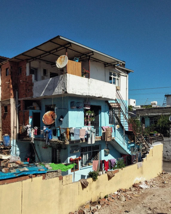 this is a colorful house on the beach