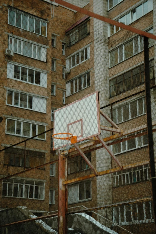 a basketball hoop that has a net attached to it