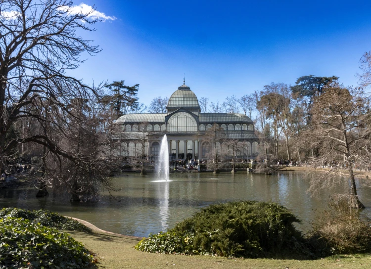 there is a pavilion and a lake by itself