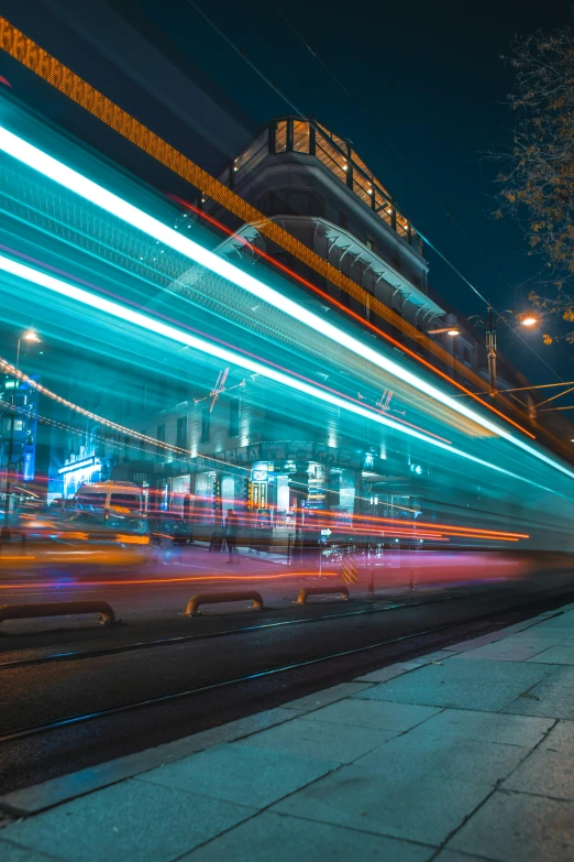 motion blur pograph of traffic at night on the street