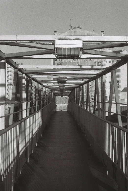 a bridge with metal bars that can be used to go down