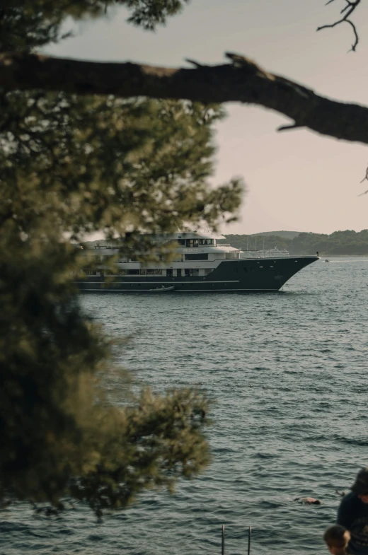 a boat sits out in the water by itself