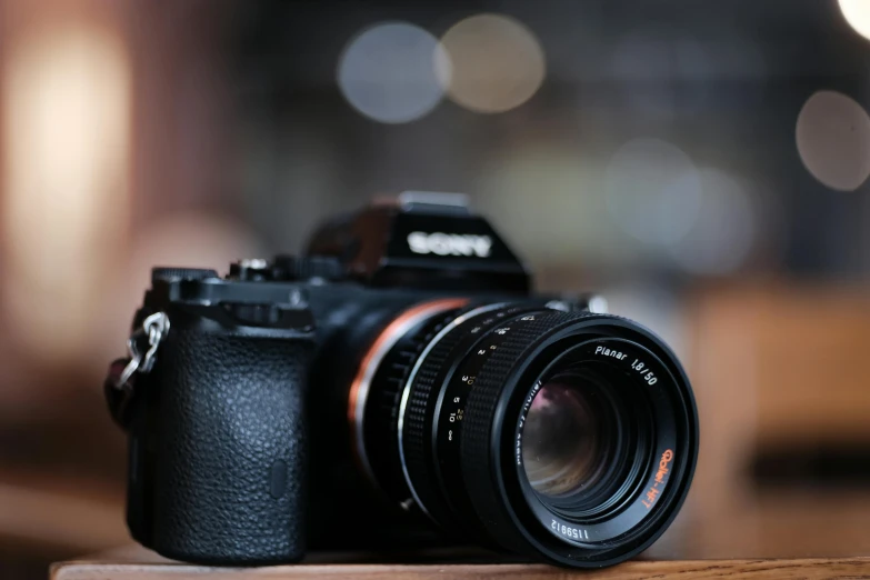 a camera sitting on top of a table