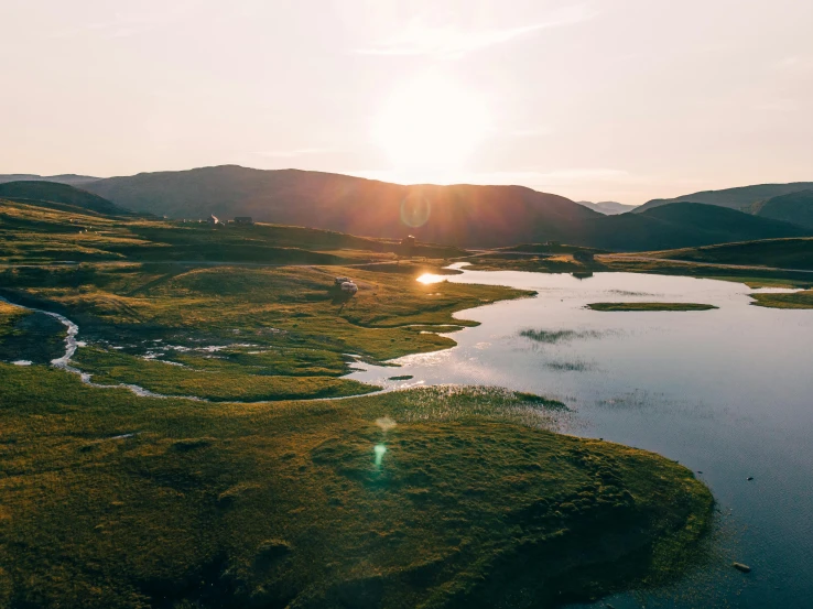 an aerial view of a body of water