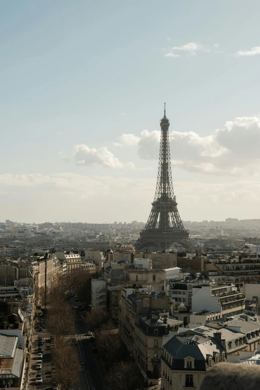 the eiffel tower in paris, france as seen from above