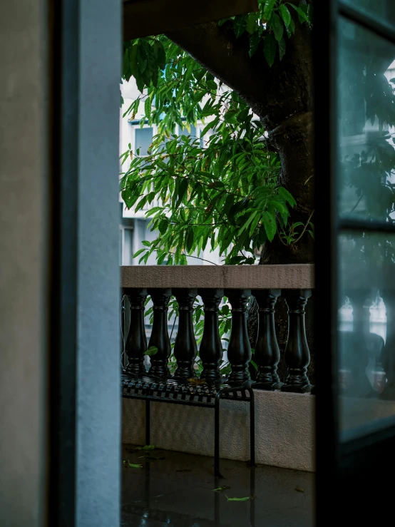 a view from inside an enclosed balcony