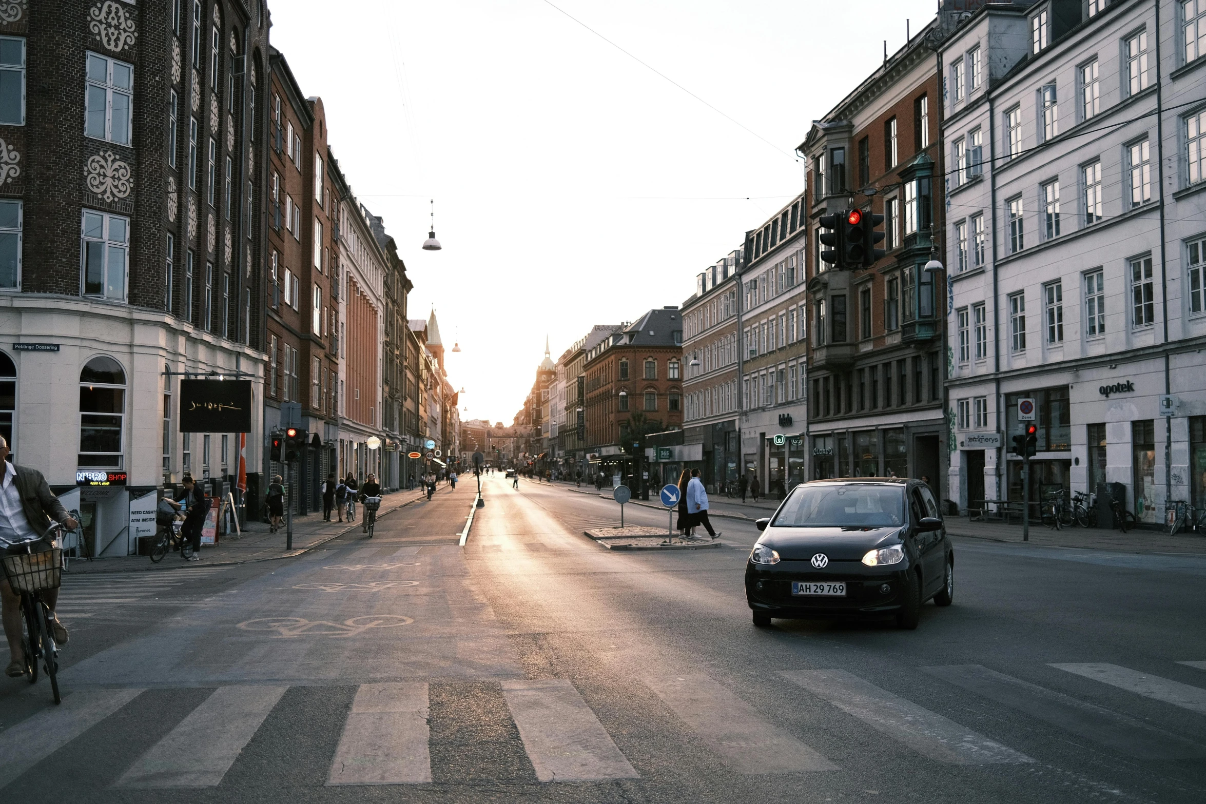 a city street with lots of tall buildings