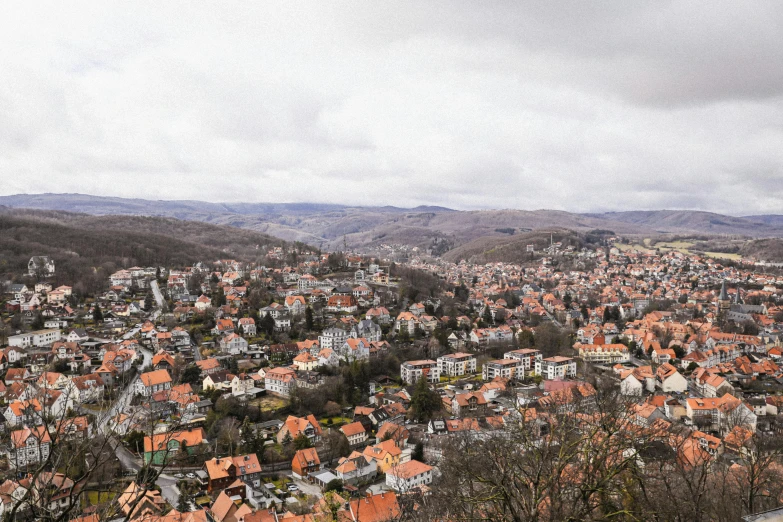 a view of a city from an over looking cliff