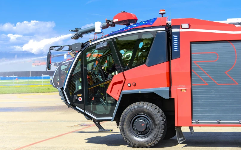 a fire truck with all the parts in the door and steering wheel