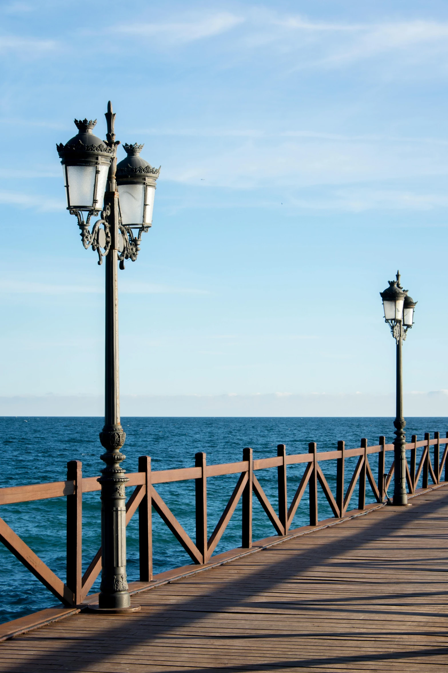 the pier is empty and has no people on it