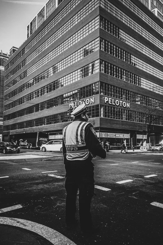 a man standing in front of a building