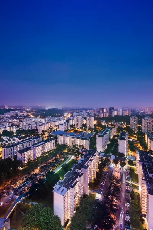 the view from a high rise building at night