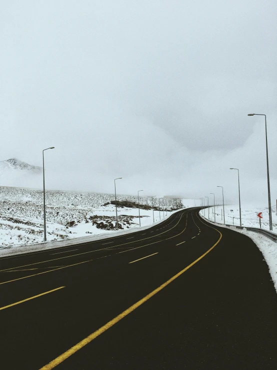 a snowy road in the middle of nowhere