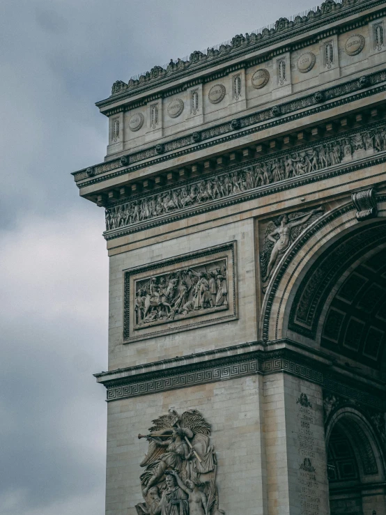 the tower has carvings on each side