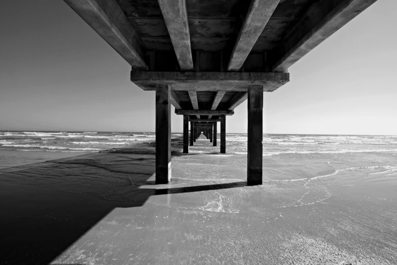 there are four pillars at the end of the pier