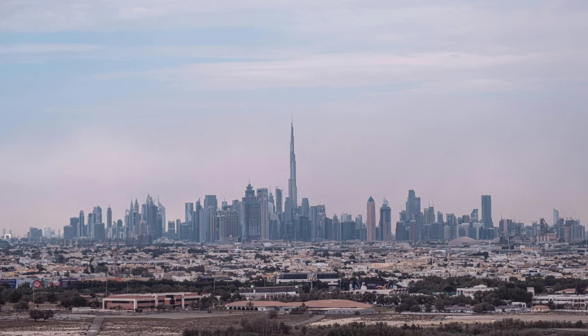 a skyline view of a city with a sky line