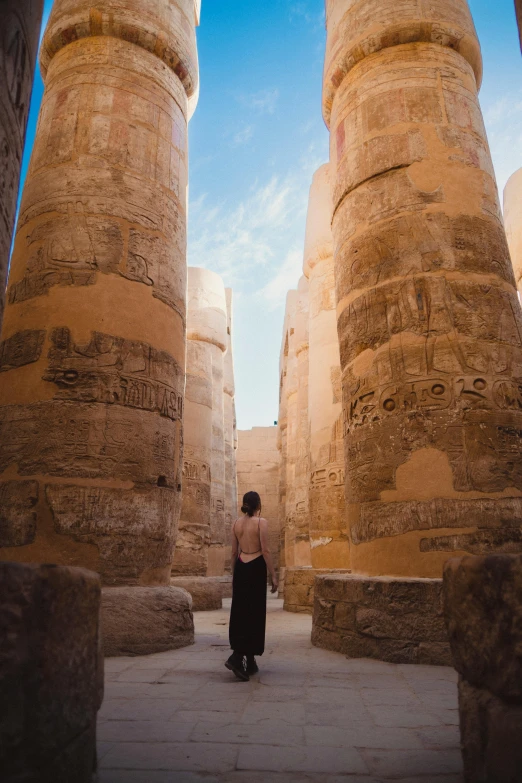 the large and tall columns are empty with some writing on them