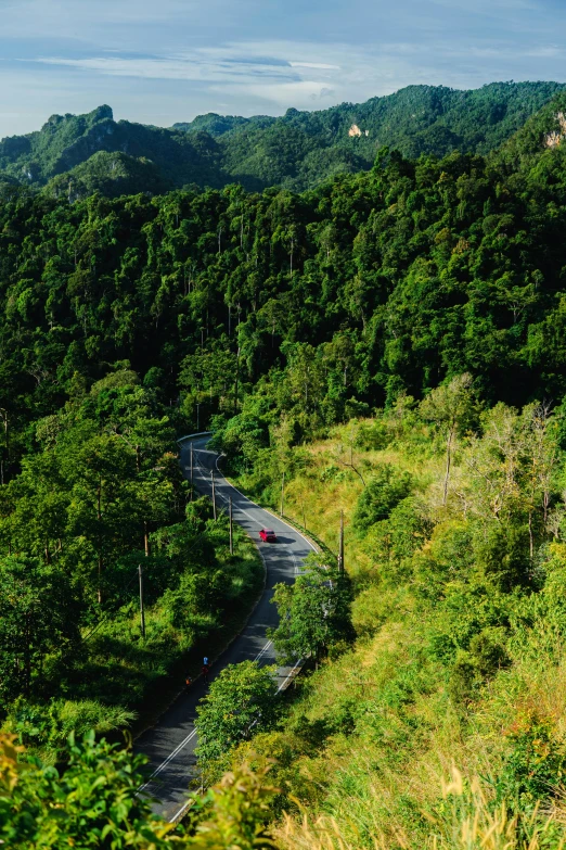 the view from high up in a mountain