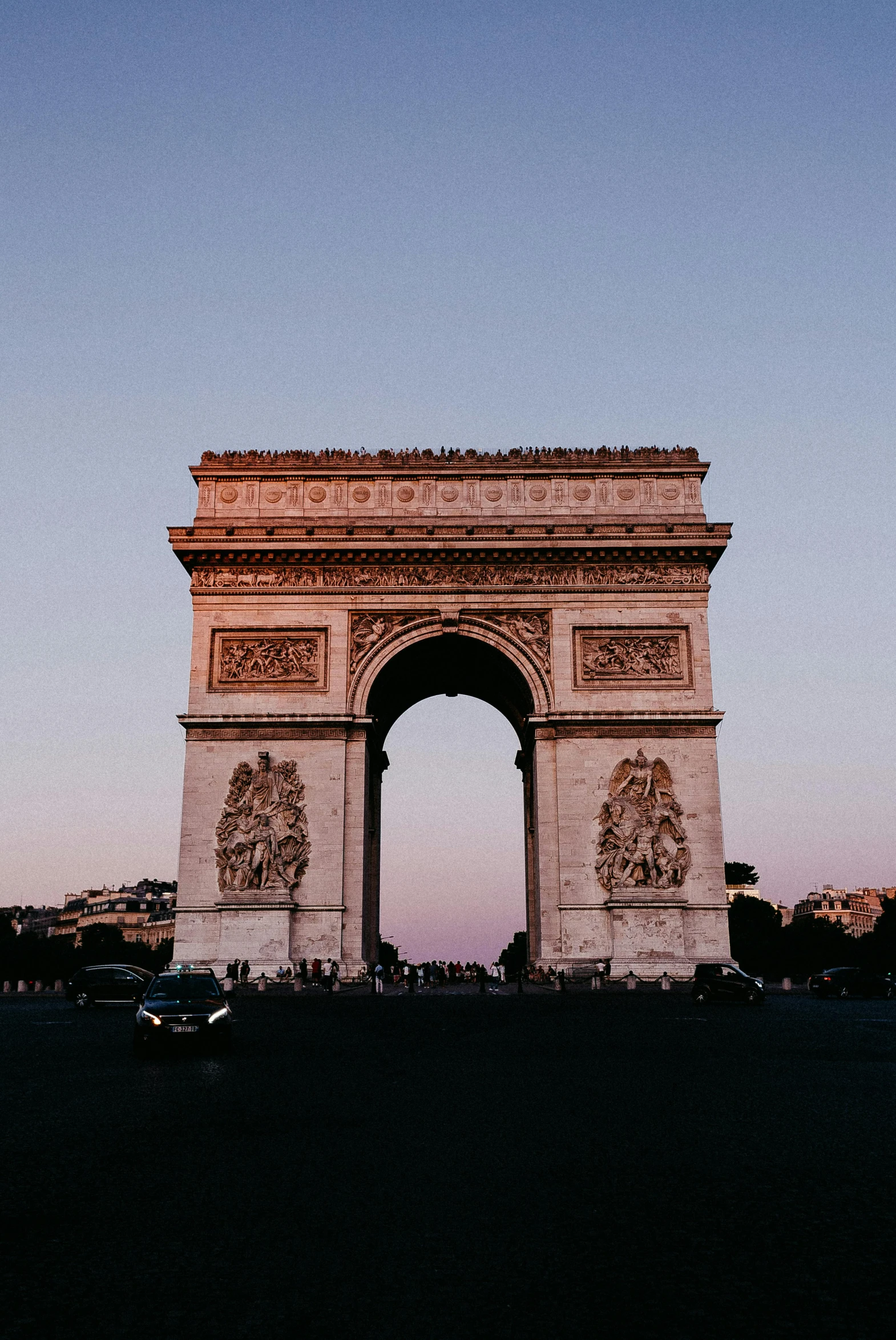 the monument is at twilight on the other side