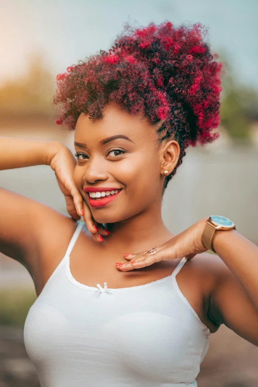 a woman posing for a po while wearing her watch