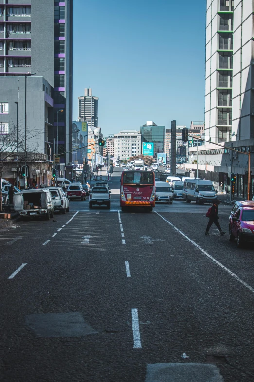 busy urban roadway on a sunny day in the city