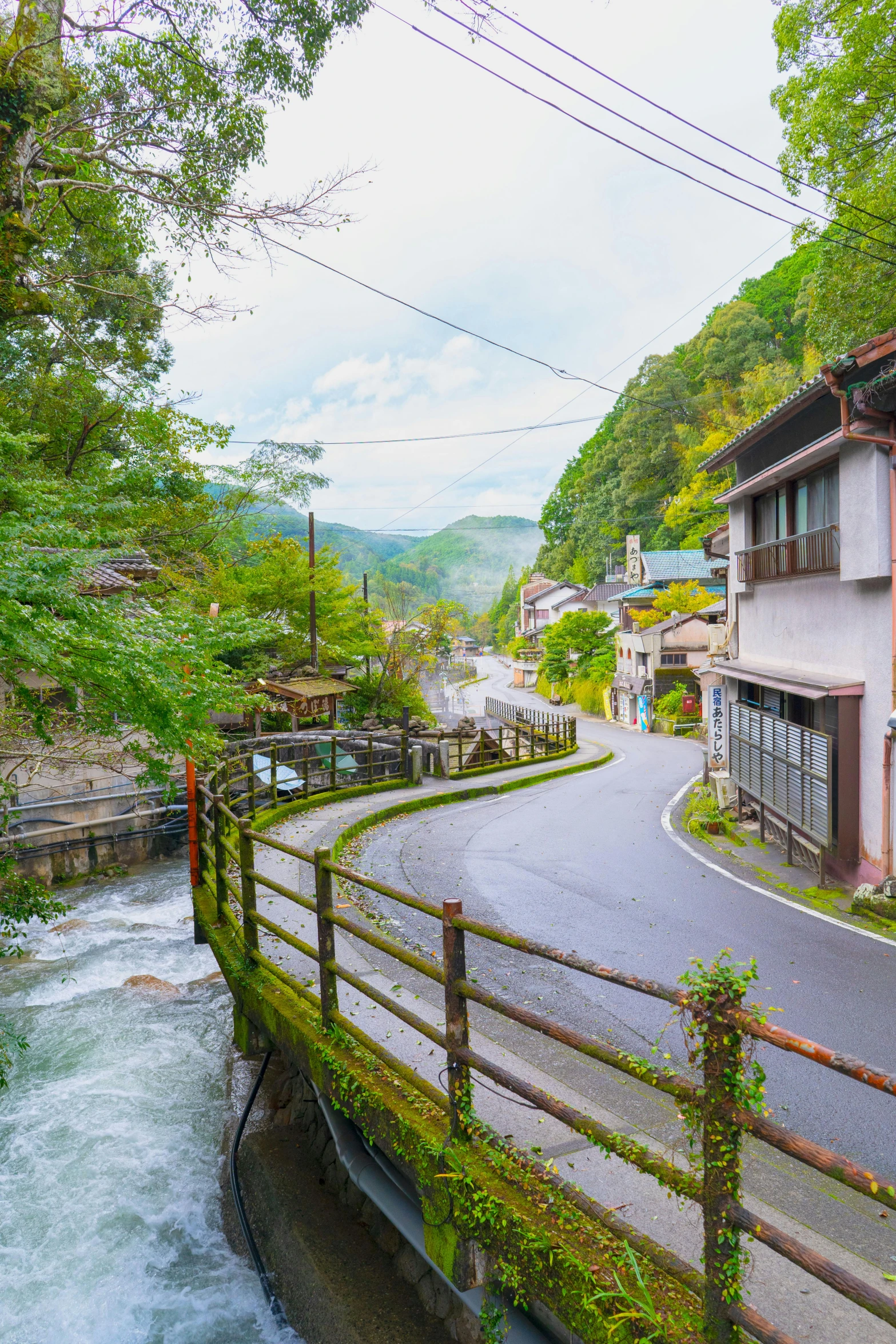 a street that has some water going through it