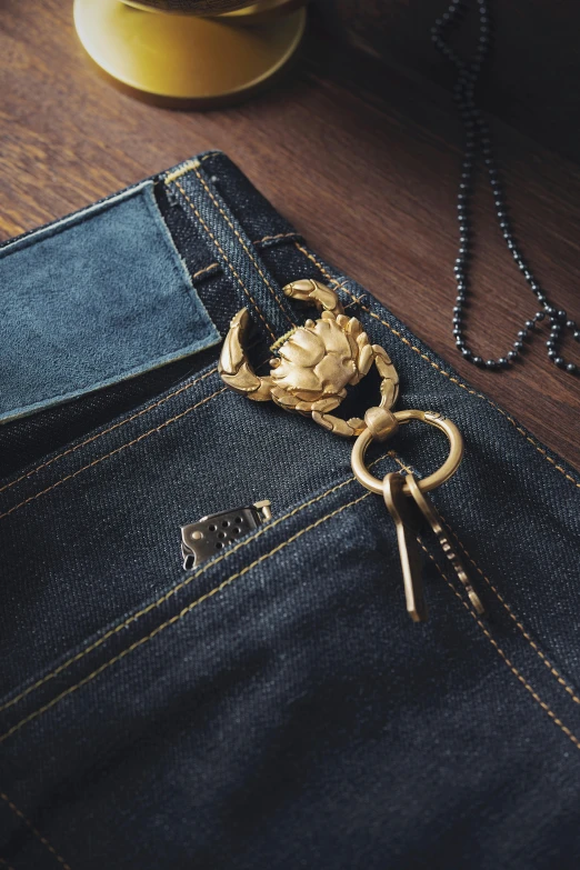 a pair of scissors laying inside of an open pocket of jeans