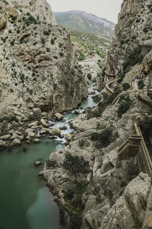 an overlook of the rocks and the water in this river