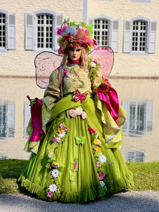 a barbie doll dressed as a fairy in green and pink