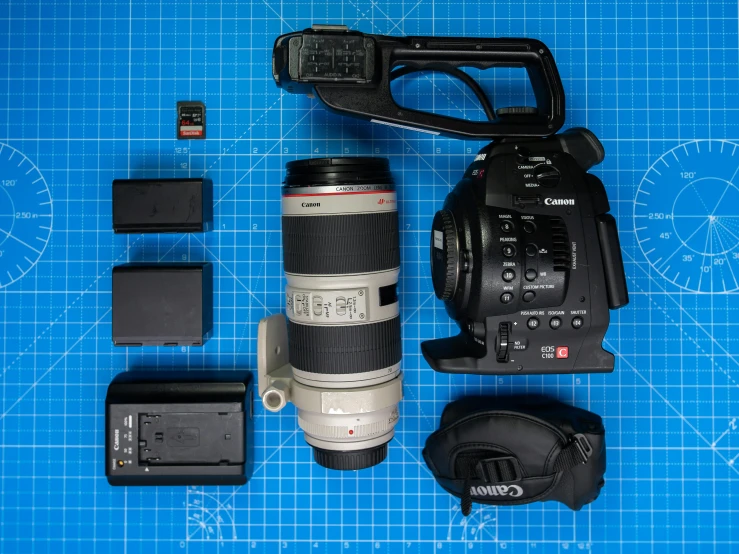a camera and various accessories for digital slr
