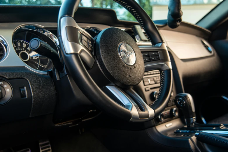 there is a dash board inside of a car