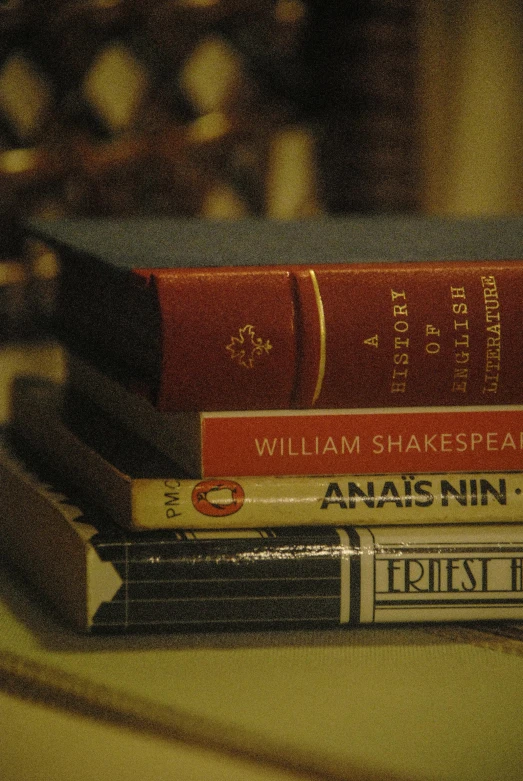 a stack of books sitting on top of a table