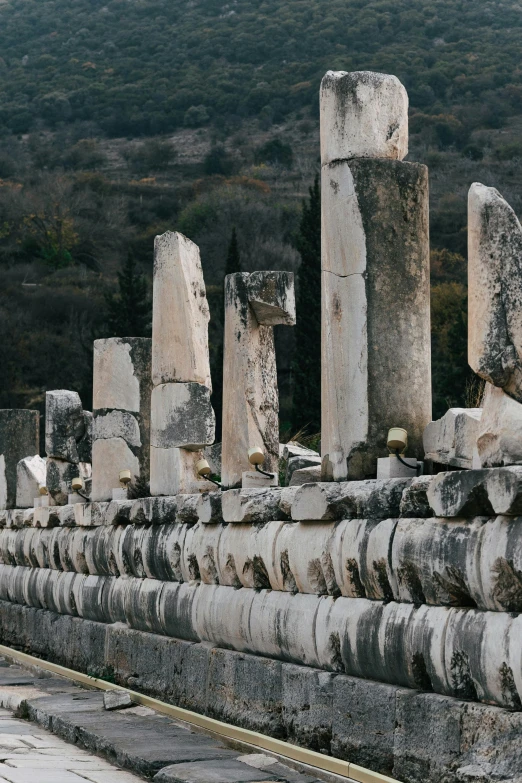 a stone work with many different types of ruins