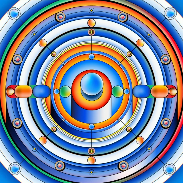 a colorful circular picture with circles and an abstract pattern