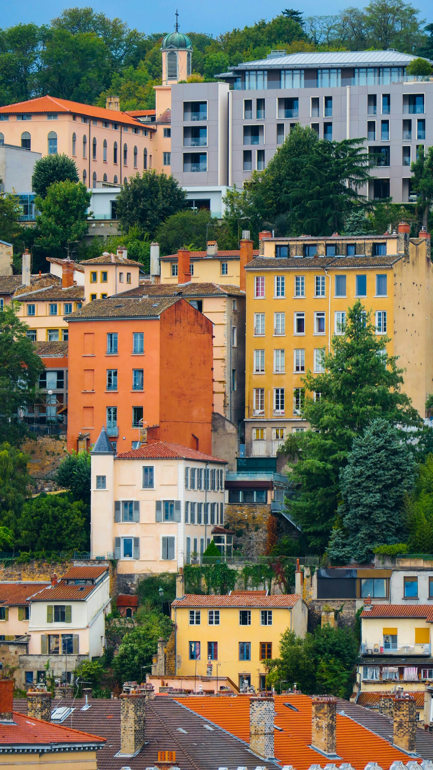 many colorful buildings that appear to be in the distance