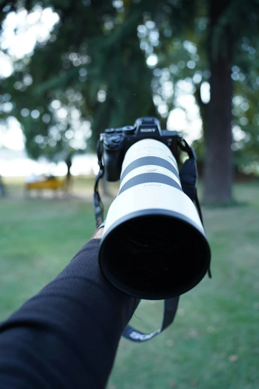 a person with a camera on the tripod taking pictures