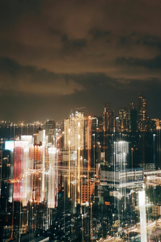 a cityscape of an oriental town in the middle of night