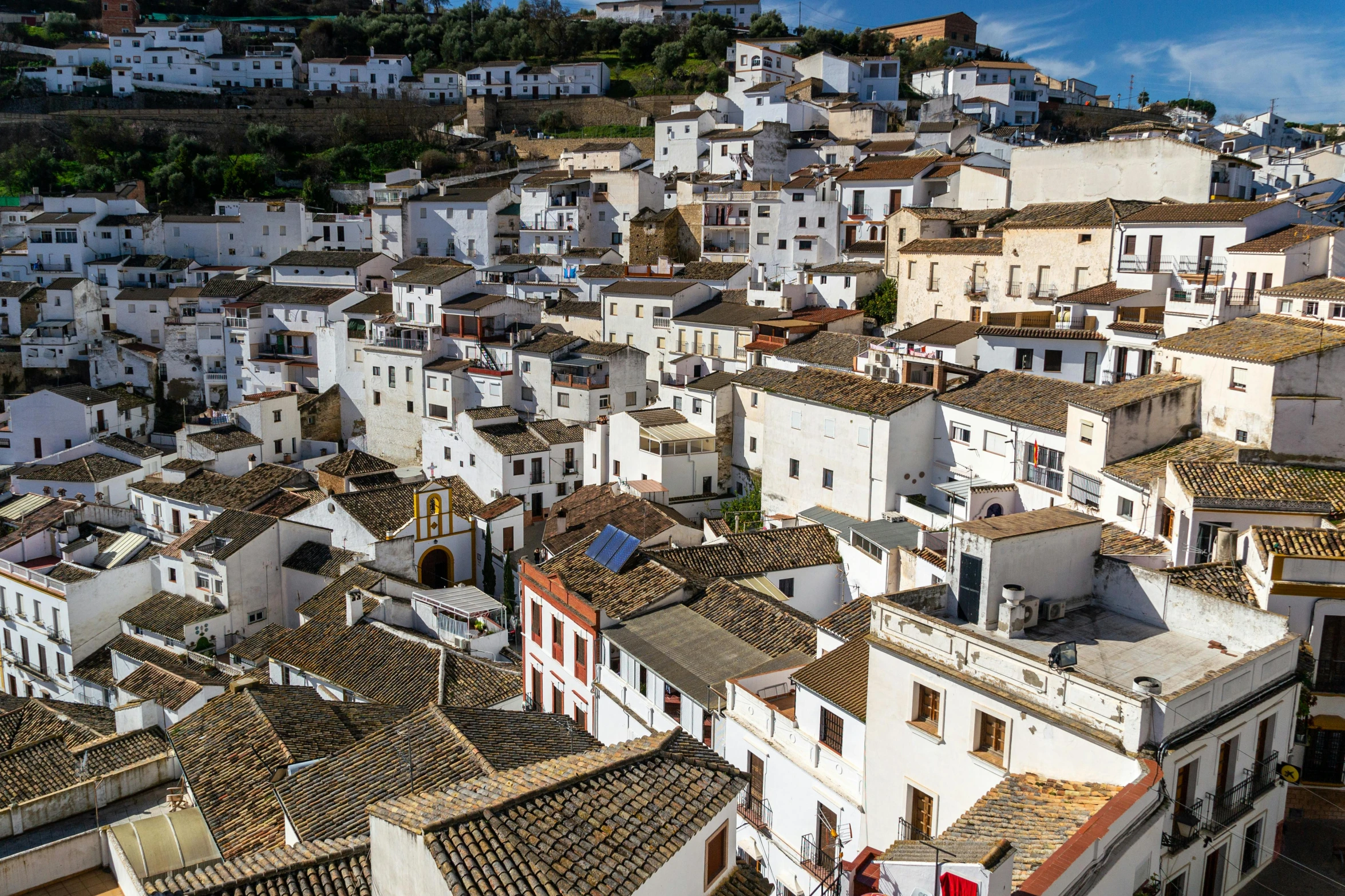 an old rooftop top city in europe, taken from the tower