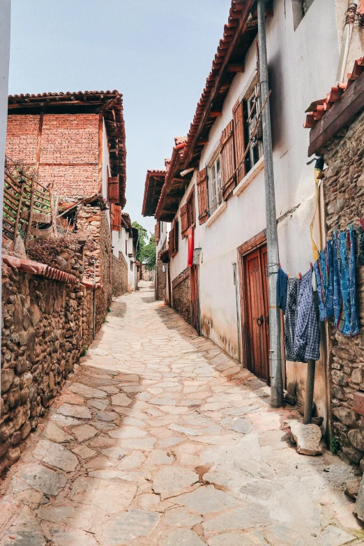 a narrow street in the historic old city