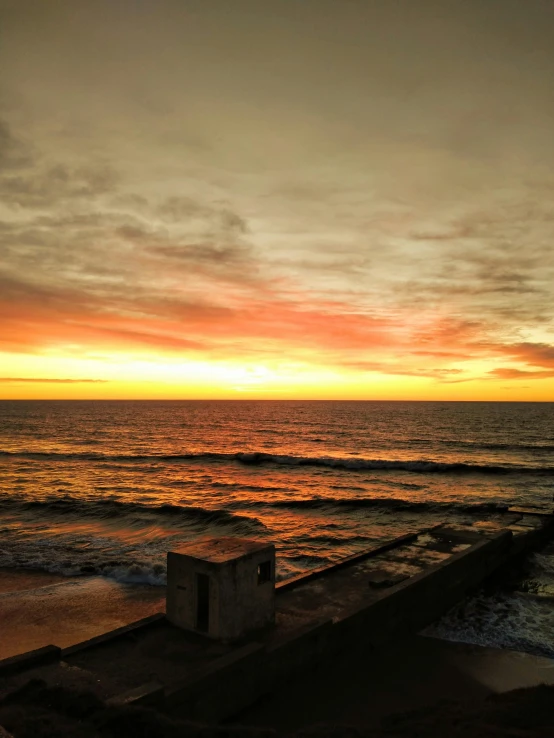 a beautiful view of the ocean and sky at sunset