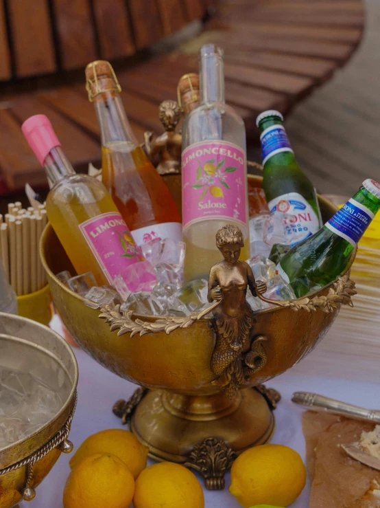 various items placed on a table in front of glasses