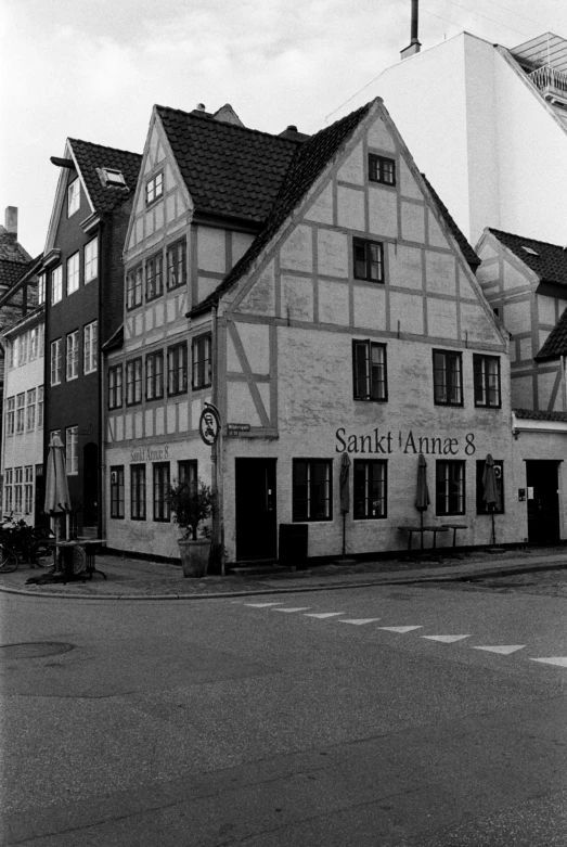 a black and white po of a storefront