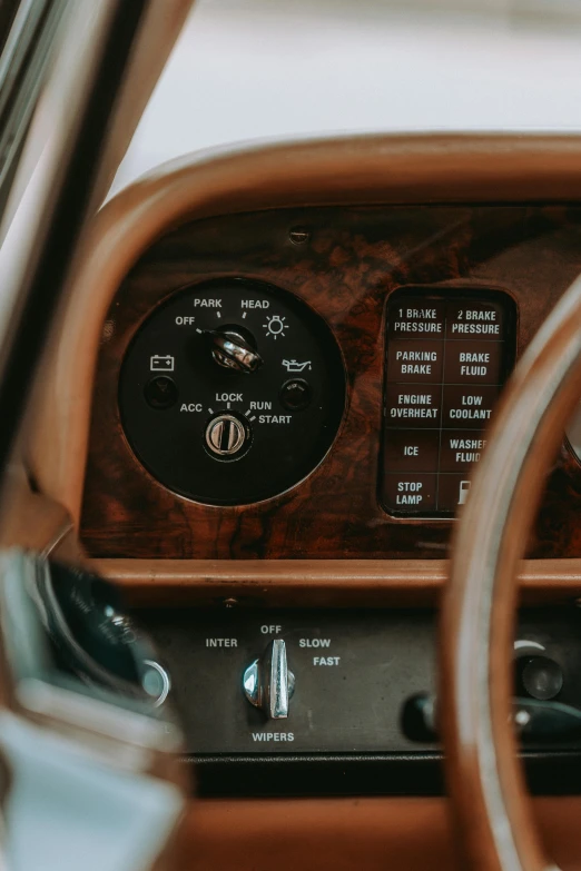 a picture of a dashboard of a vintage car