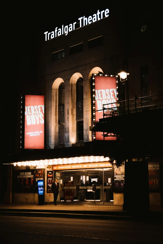 a theatre that has lit up in the dark