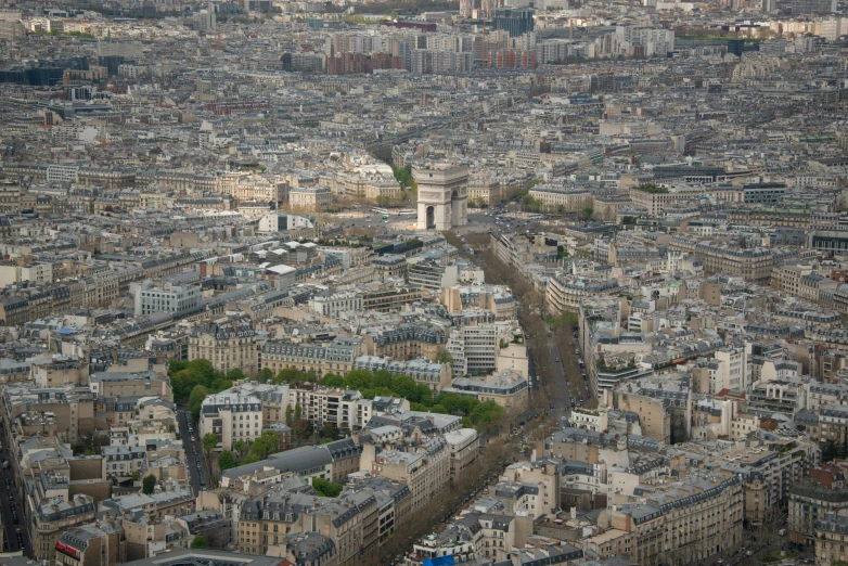 aerial view from the top of eiffel tower