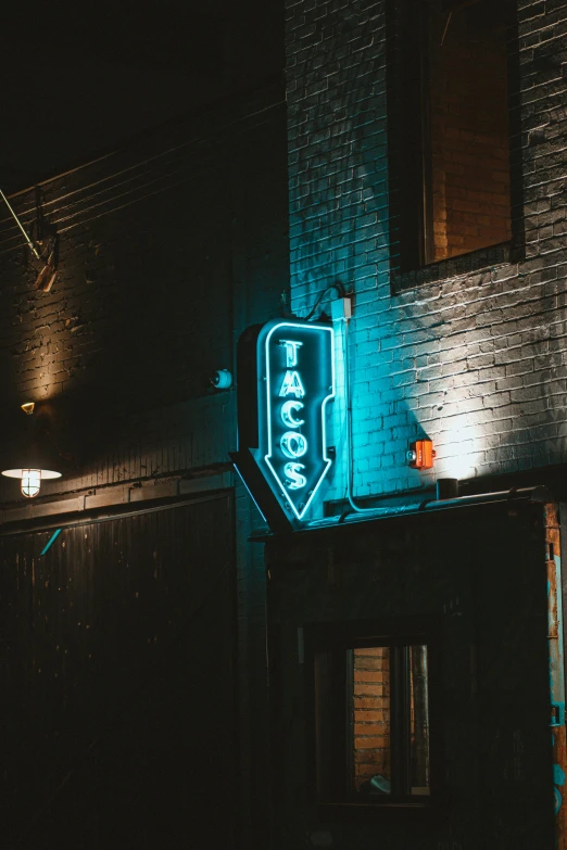 a large neon sign that is lit up