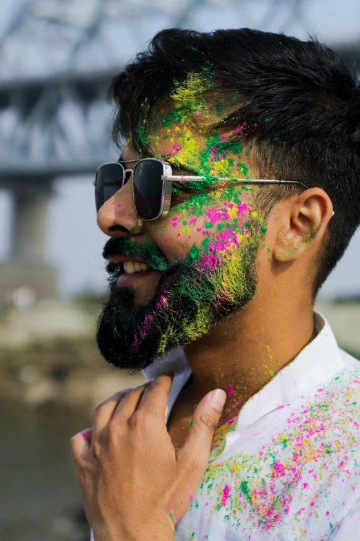 this man has been using bright paint on his face