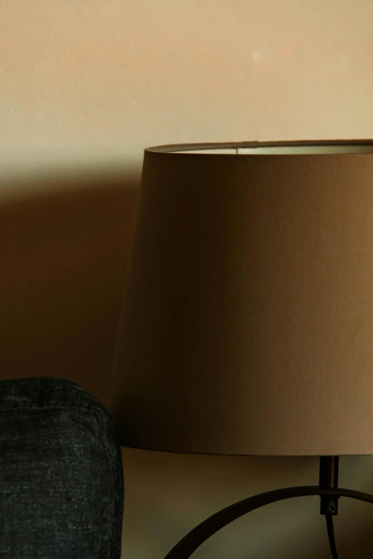 a dark shade sits next to a light colored lamp