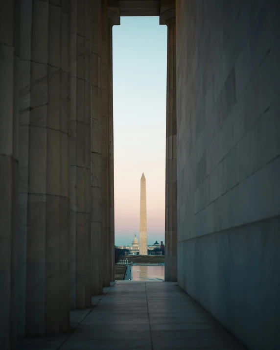 an open doorway leading to a view of the lincoln memorial